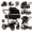 High view-BLACK GOLD, variant on EaseBaby 2-in-1 Baby Stroller,Travel Pushchair, High-View Infant Carriage with Cup Holder, Mosquito Net for 0-36 Months,Unisex,Black Gold