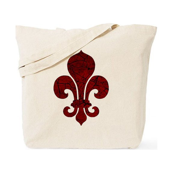 CafePress - Cracked Red Fleur De Lis Tote Bag - Unisex Canvas Tote Bag, Beige, 1-Piece