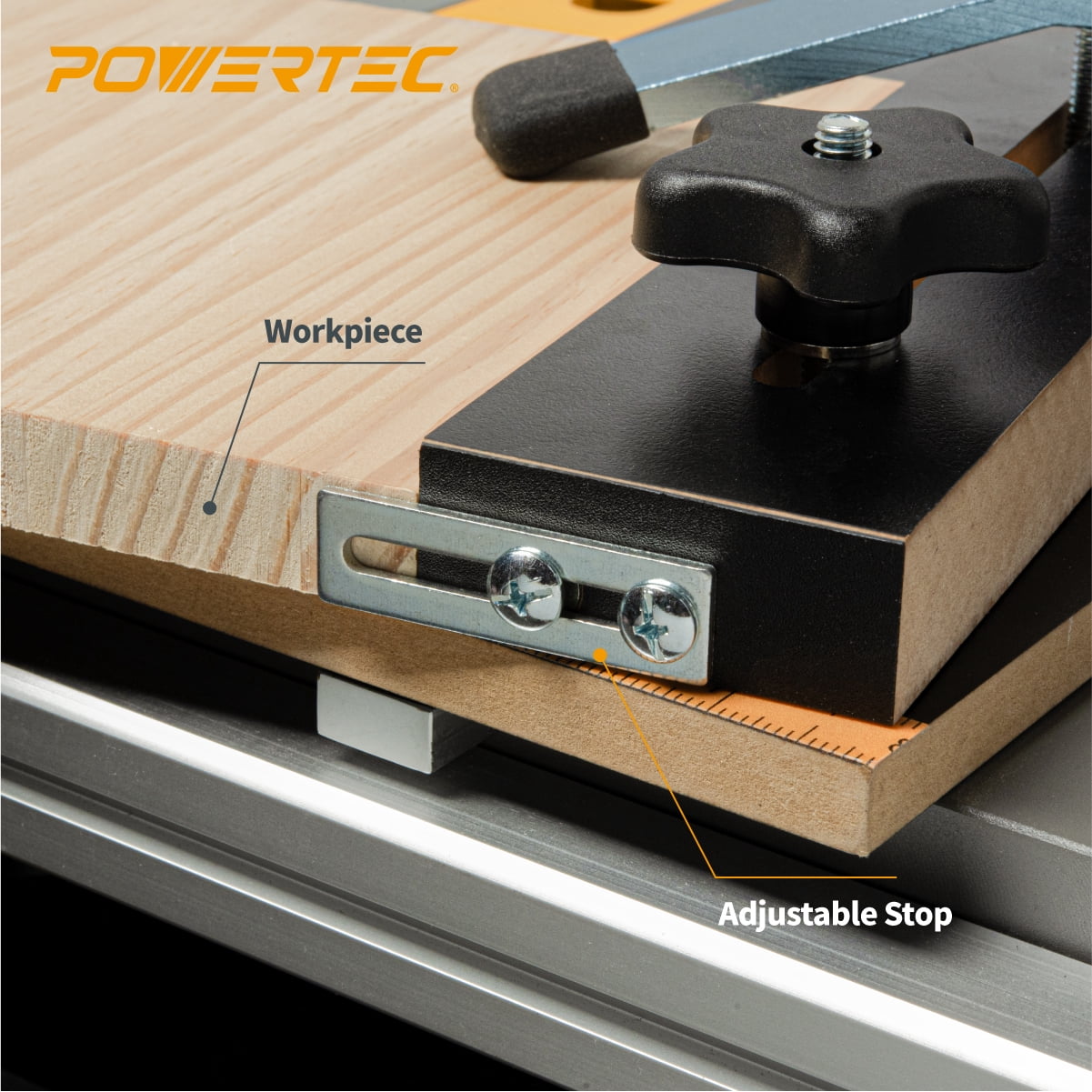 POWERTEC Taper/Straight Line Jig for Table Saws with 3/4” Wide by 3/8” Deep Miter Slot (71395)