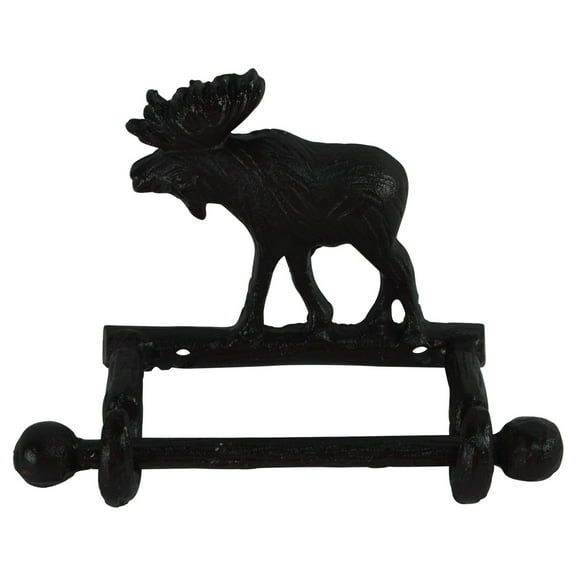 Metal Wall Mount Moose TP Toilet Paper Tissue Roll Holder Cabin/Lodge Bath Decor