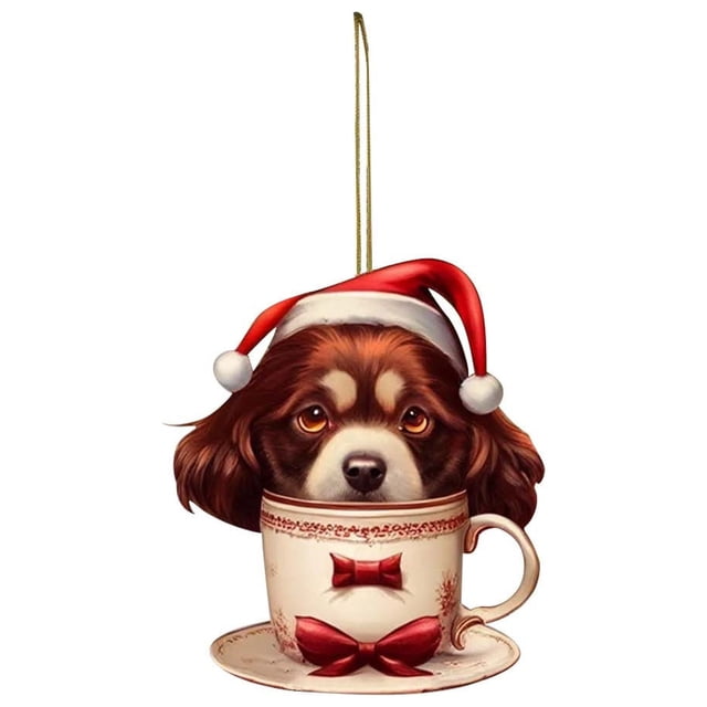 Colgante acrílico con forma de perro | Adorno plano para coche y decoración de oficina en casa | Regalo artesanal para Navidad, Acción de Gracias, cumpleaños e inauguración de casa