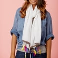 thumbnail image 2 of Tickled Pink Women's Summer Boho Feather Fringe Scarf - White, 2 of 3