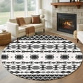 thumbnail image 2 of Black White Boho Round Area Rugs Collection 6', Vintage Abstract Art Ethnic Tribe Non Slip Indoor Circular Throw Runner Rug Floor Mat Carpet for Living Room Dining Table Bedroom Nursery, 2 of 9
