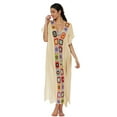 thumbnail image 2 of Lilgiuy Women's Flowy Kimono Cardigan Open Front Dress Printed Blouse Loose Long Dress Beige,4-12 2022 Fall Winter, 2 of 5