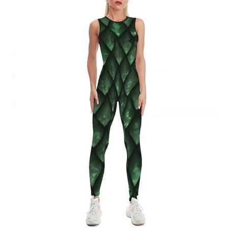 

Bybiment Dragon Scales Reptile Womens Workout Jumpsuits Women’s Tummy Control Bodycon Rompers Sleeveless Yoga L