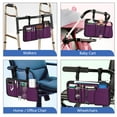 thumbnail image 6 of FINPAC Wheelchair Side Storage Bag, Wheelchair Armrest Accessories Pouch with Cup Holder, Pen Slot and Reflective Strips for Power Walkers, Rollators, Seniors, Purple, 6 of 8