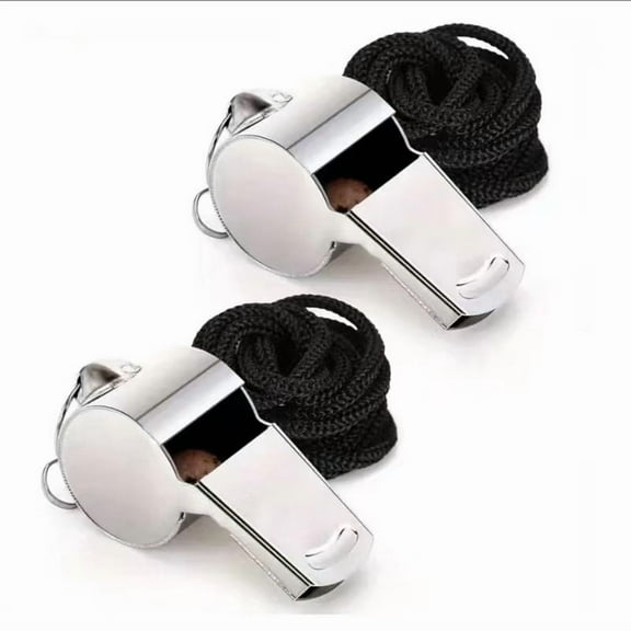 Stainless Steel Sports Whistle With Rope, Loud And Crisp Sound, Perfect For Coaches, Referees, And Officials