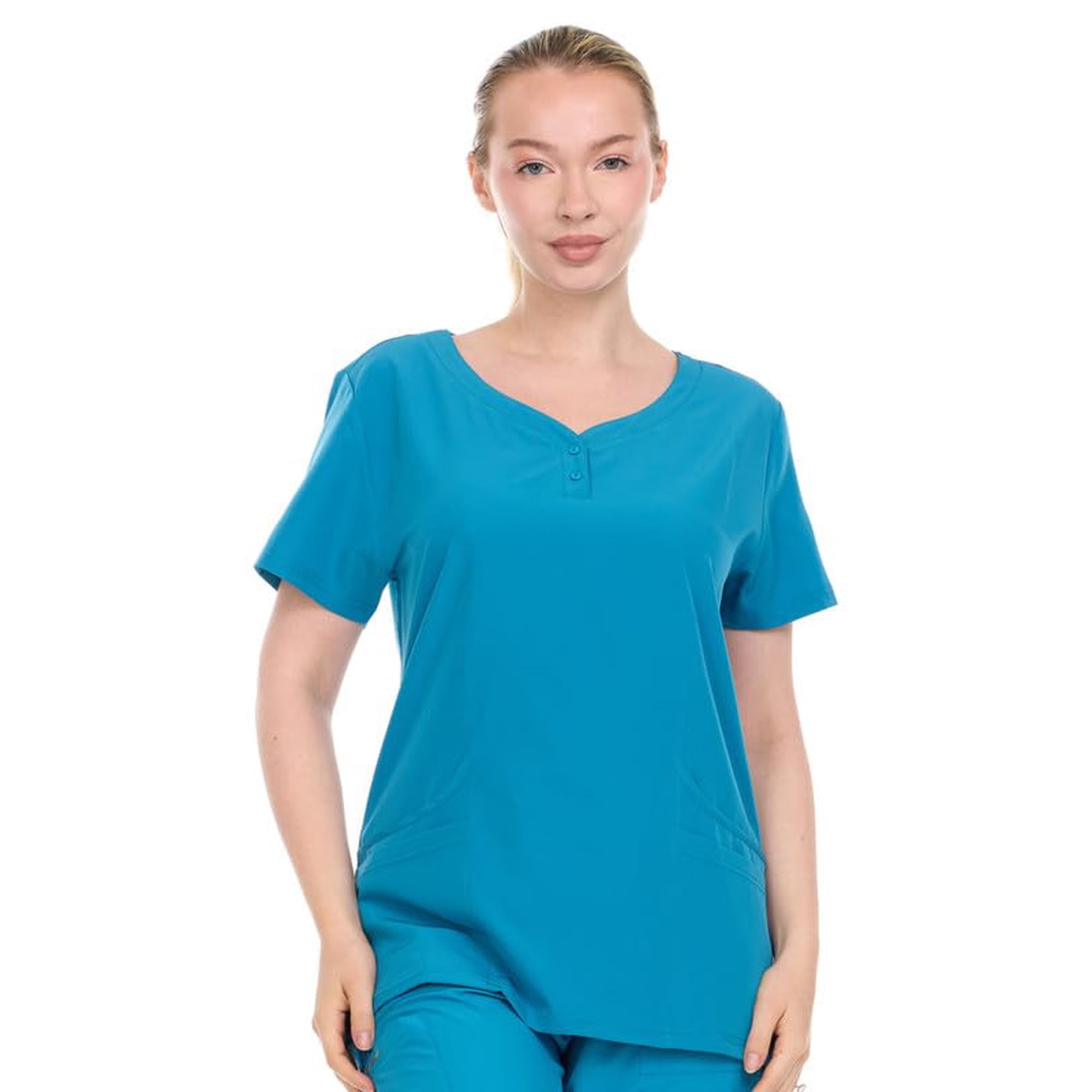 HEAL+WEAR Modern Women's V-Neck Scrub Top Breathable 4-Way Stretch with Multi-Pocket Utility Design