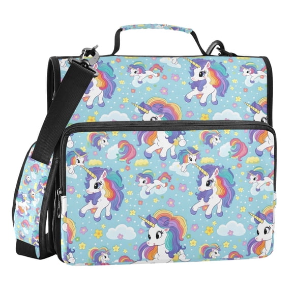 ALAZA Zipper Binder Cute Unicorns 3 Ring Trapper Keeper File Folder Organizer Bag