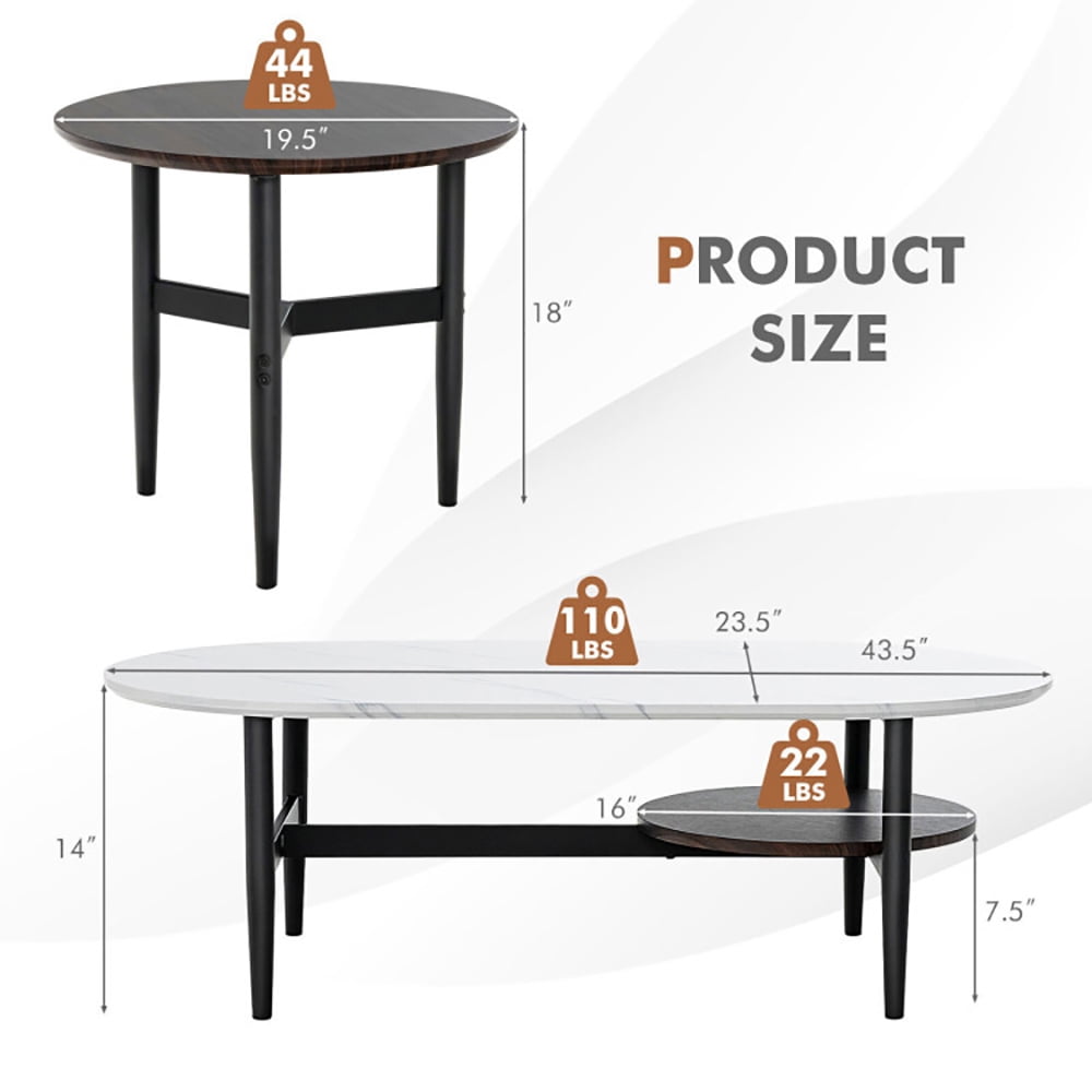 Finihen Coffee Table, Nesting Coffee Table, Set of 2 Modern Nesting Coffee Table with Extra Storage Shelf, for Living Room, Reception Room, White Finihen Coffee Table, Nesting Coffee Table, Set of 2 Modern Nesting Coffee Table with Extra Storage Shelf, for Living Room, Reception Room, White