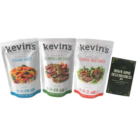 Kevin's Natural Foods Paleo Keto Sauce 3 Flavor Variety (1) Each: Teriyaki, Cilantro Lime, Classic Taco   MerlinsMart Zine