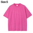 thumbnail image 2 of Camiseta retro de algodón con cuello redondo para hombre y mujer, camisetas informales holgadas de manga corta con hombros caídos para verano, 2 of 5