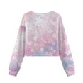 thumbnail image 2 of Xoenoiee Cherry Blossom Print Girls' Crop Tops Sweatshirts Fall Sweaters Crewneck Long Sleeve Drop Shoulder Pullover Tops for Kids, 13-14 Years, 2 of 7