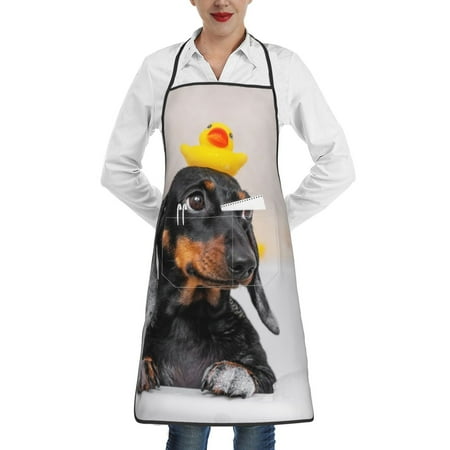 

Matuu Dachshund Sitting in Bathtub for Adjustable Cooking Aprons for Women with Pockets Kitchen Aprons for Men Water and Oil Resistant