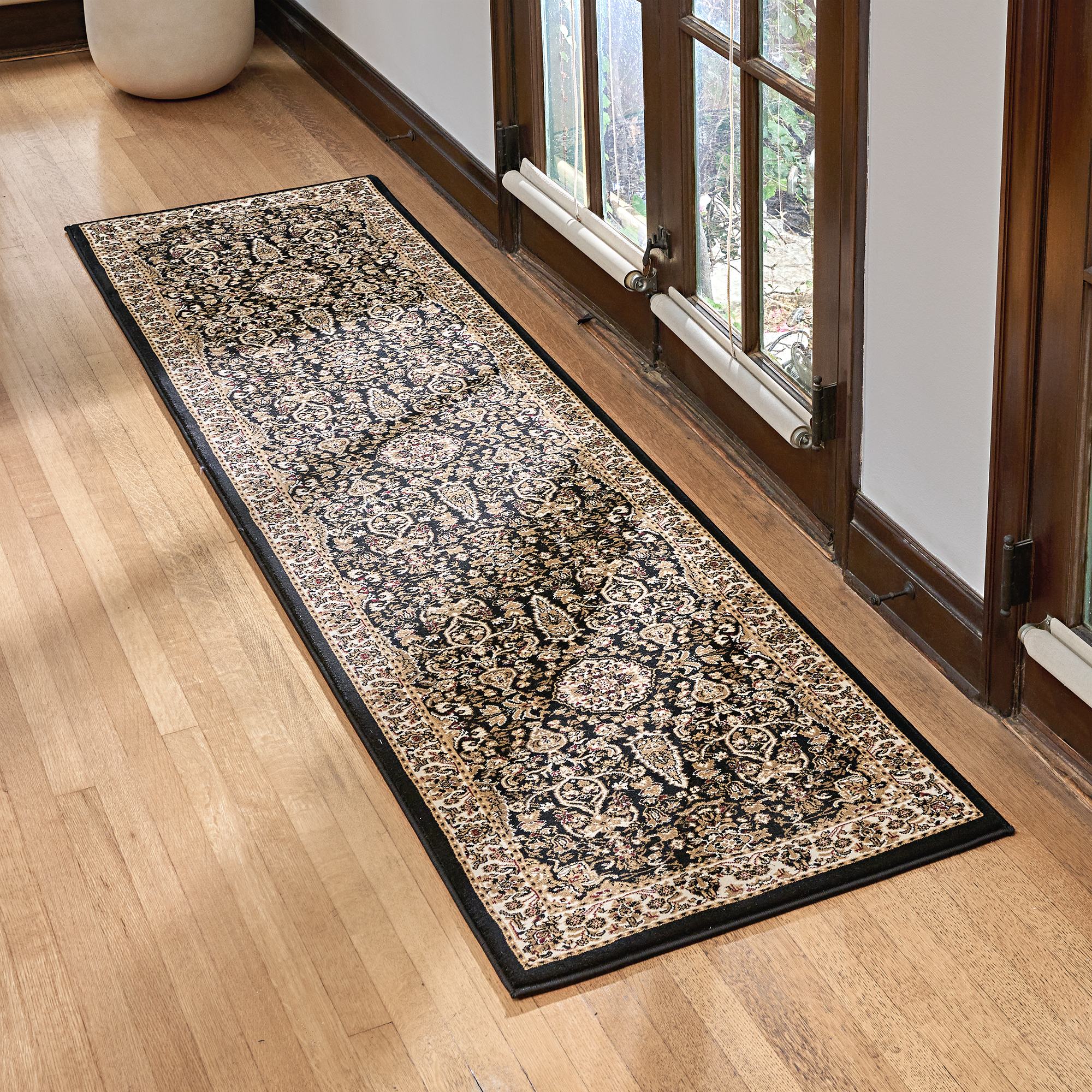 Gertmenian Majestic Vernon Traditional Border Medallion Floral Black Indoor Area Rug, 2x8 Runner