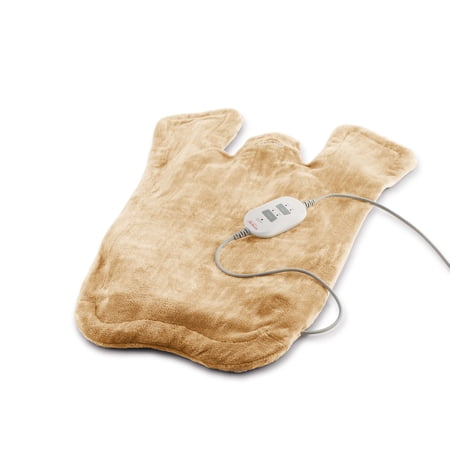 Sunbeam Massaging Renue Extended Back Tension Relieving Heat Therapy Wrap Heating Pad, Mocha
