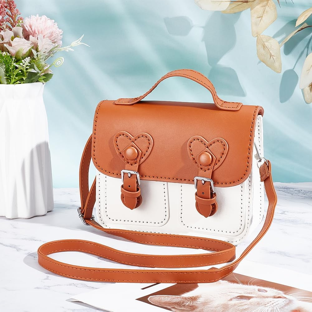 DIY Crossbody Bag Making Kit PU Leather Shoulder Bag Sewing Kit Handmade Messenger Bag Sewing Materials Personalized Bag Stitching Kit Handicraft Purse Making Accessories 6.97x1.97x5.91 Inch