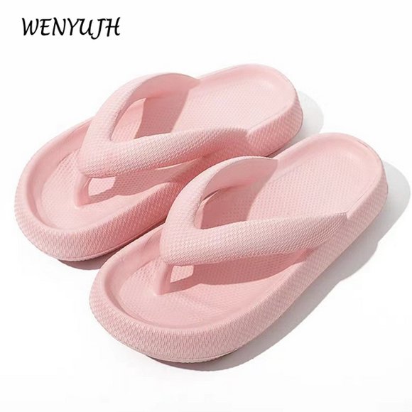 Mode Plate-Forme Épaisse Tongs Femme Sandales de Plage Doux Vintage Anti-Dérapant Pantoufles Couple Extérieur Plage d'Été Eva Hommes Diapositives