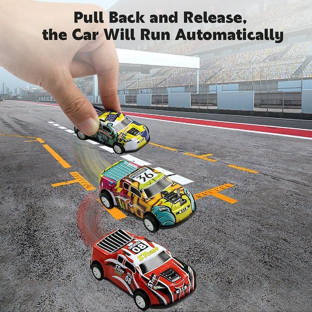 30 Pack Diecast Pull Back Toy Cars with Storage Box, Friction Powered Baby Toy Race Cars Vehicles Party Favor Pinata Fillers Stocking Stuffers Birthday Gifts for Boys Girl Toddlers 2-5 Years Old