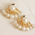 thumbnail image 3 of Besufy Women Stud Earring,1 Pair Earrings Double-sided Jewelry Faux Pearl Front Back Stud Earrings for Festival, 3 of 7