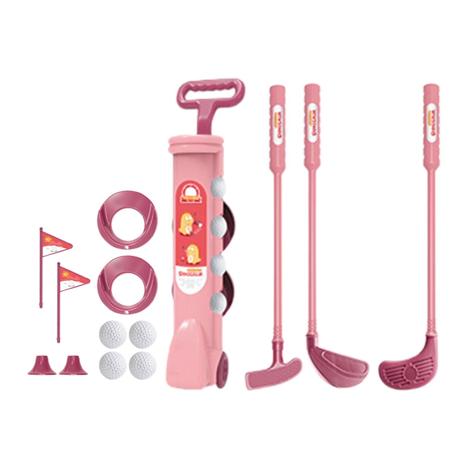 LOVIVER Kids Golf Set Early Educational Lawn Golf Club Set Toy for 3 4 5 6 Years Old Pink