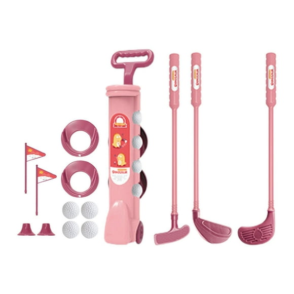 Almencla Kids Golf Set Early Educational Lawn Golf Club Set Toy for 3 4 5 6 Years Old Pink