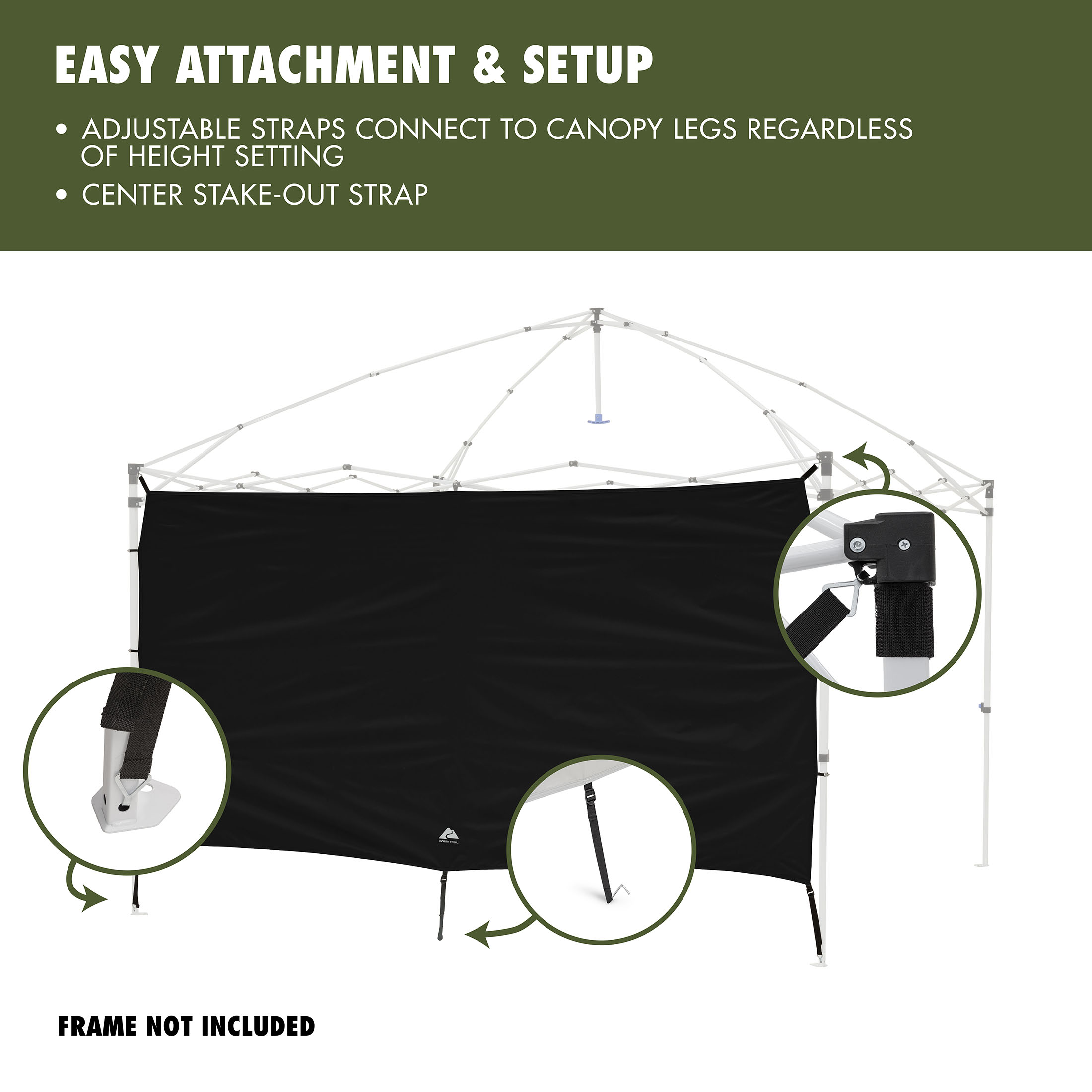 Accesorio de pared para toldo, 10 x 10 pies, negro, Ozark Trail 5