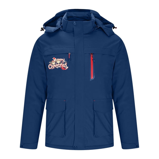 Puntoco Sudadera Con Capucha Informal Con Estampado Navideño Para Hombre Con Múltiples Bolsillos, Calefacción Inteligente De Control Único De Tres Distritos Y Una Chaqueta