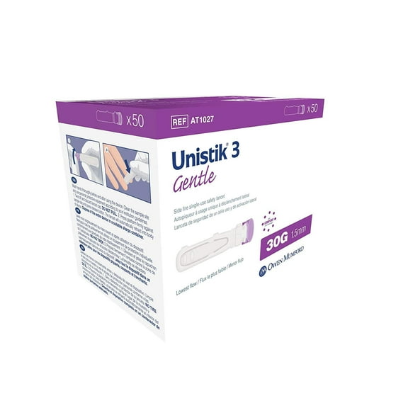 Owen Mumford Unistik 3 Gentle Single Use Safety Lancets, 50 Count