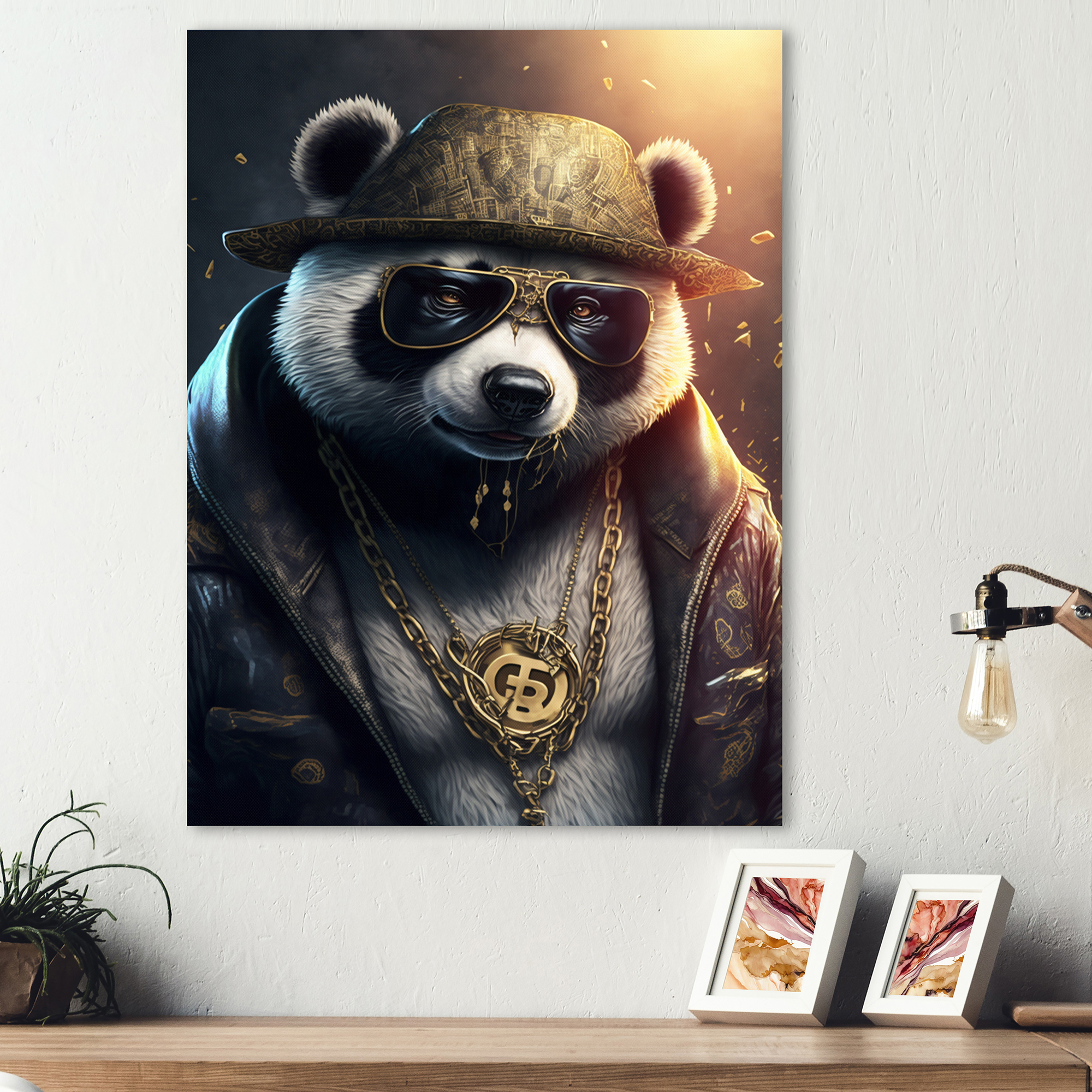 Designart Panda Gangster In NYC I Canvas Wall Art
