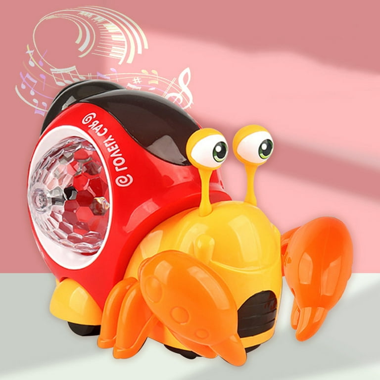 Aiqi Red Crawling Crab Baby Toys,Toddler Moving Interactive Toy with Music  Lights for Babies,Toddlers,Kids 