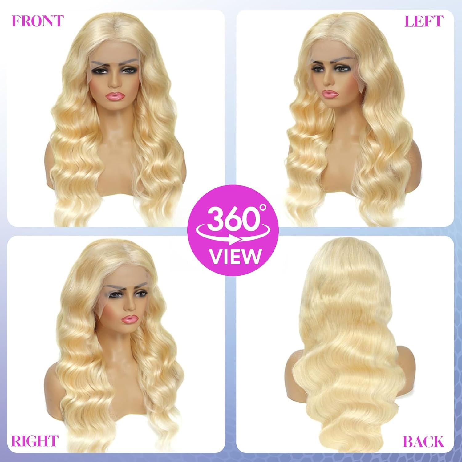 13x6 Lace Front Wig Human Hair, 200 Density, 26 Inch, 613 Blonde Wig Human Hair