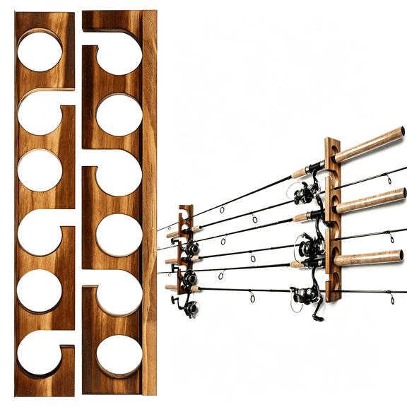 BESTSKY Holds Up to 6 Rods Fishing Pole Rod Racks Wall Or Ceiling Mounted Fishing Pole Rod Holders for Garage Storage Organizer Fishing Gear Equipment for Men Women