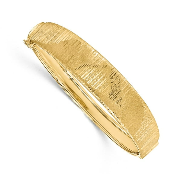 Leslie's Real 14kt Yellow Gold Polished Textured Bangle; for Adults and Teens; for Women and Men