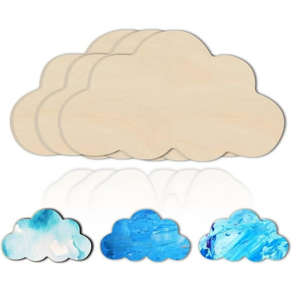 1Set 3Pcs 11.8x6.9Inch Cloud Wood Cutouts Unfinished Wooden Cloud Shape Cutout Wood Cloud Ornament Slices for DIY Project Wedding Birthday Christmas Party Decorations