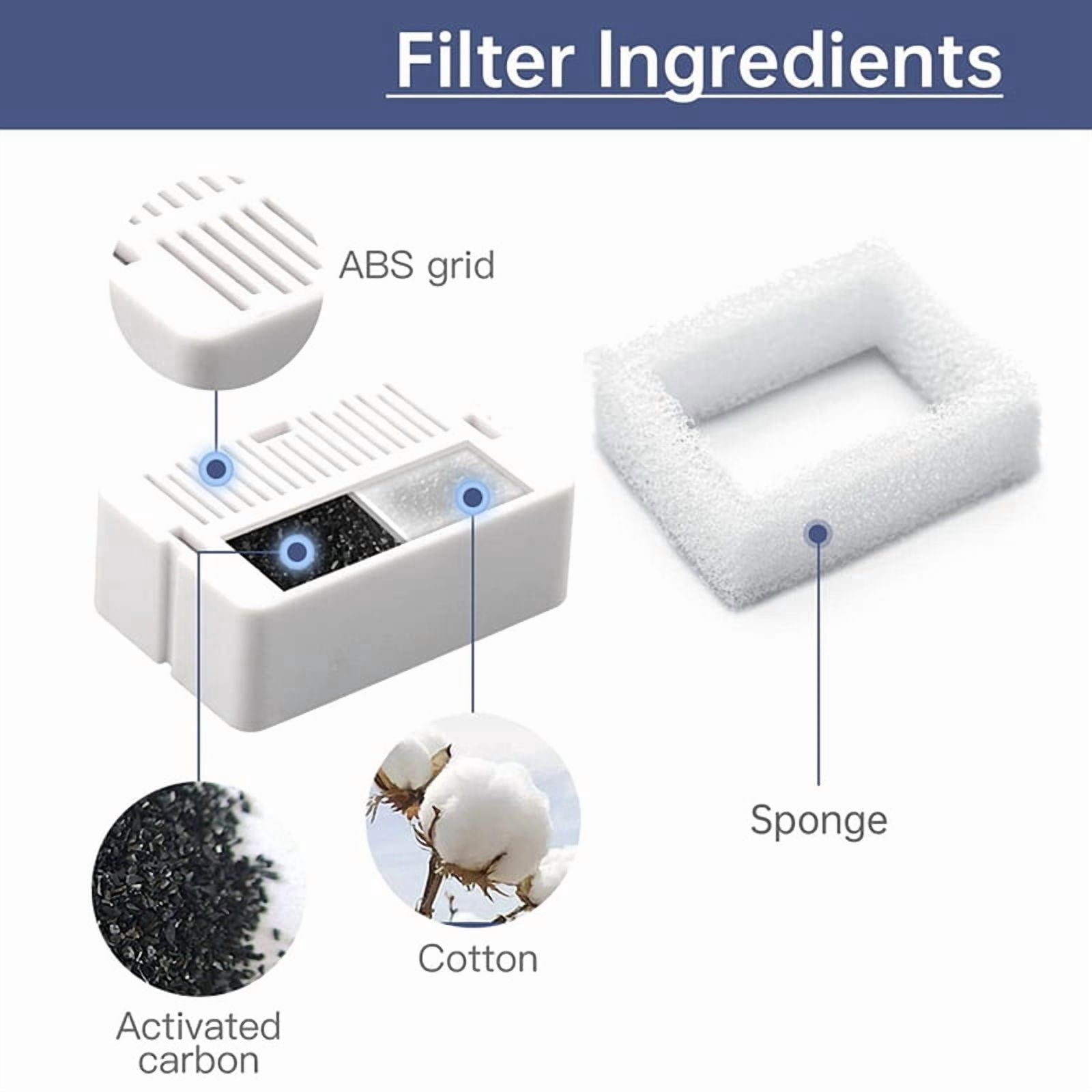 32X Cat Water Fountain Replacement Filters Cat Fountain Carbon Filters for Ceramic Pet Drinking Stainless Steel
