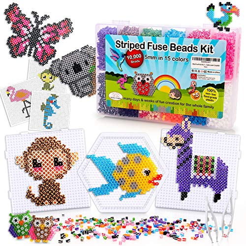 Striped Fuse Beads Kit Of 5mm With 50 Patterns Of Animals Pokemon Minecraft Creation Perler Compatible Walmart Com