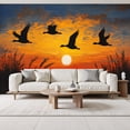 thumbnail image 2 of Wallpaper Birds Silhouette Sunset Lake Reeds Textured Vintage Sky Peel and Stick Wall Murals 69"H x 96"W Removable PVC Wall Paper Self-Adhesive Wall Paintings Art Decor for Bedroom Living Room, 2 of 7