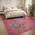 thumbnail image 3 of ODIKA 8'x10' Washable Area Rug Pink Vibrant Floral Symphony Design Elegant Garden Motifs with Intricate Border Detail for King Size Bedroom Under Bed, Master Suite, Non-Shedding, Easy Care, 3 of 7