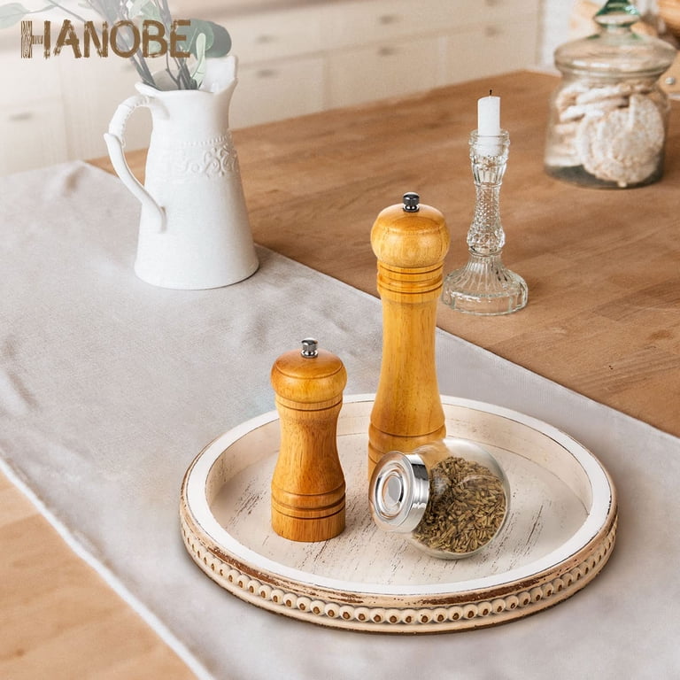 Hanobe Beaded Whitewashed Wood Candle Tray photo 4