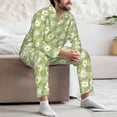 thumbnail image 7 of Susaid Daisies Flowers Print Men's Long Sleeve Pajama Set, Two-Piece Button-Down Loungewear PJs Set, Comfortable Sleepwear for Relaxation-Medium, 7 of 7