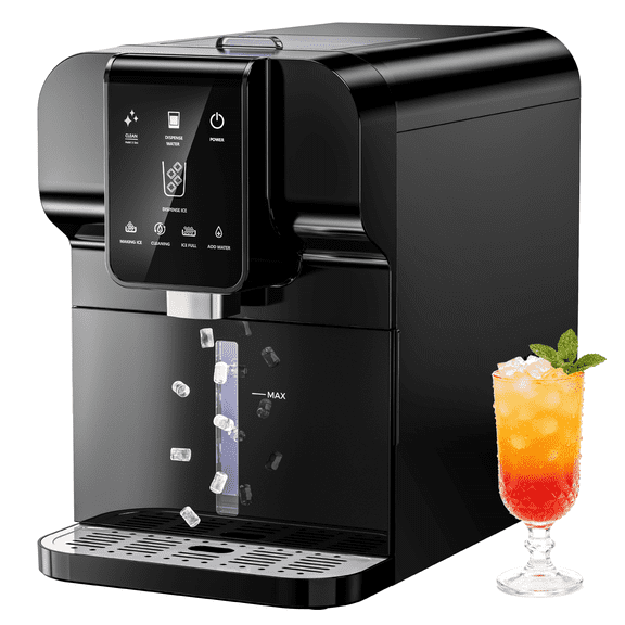Simzlife Countertop Nugget Ice Maker & Water Dispenser, 30LBS/24H, 2-in-1 Soft Chewable Ice Machine with One-Touch Automatic Ice Dispensing, Self-Cleaning, for Home & Office