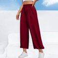 thumbnail image 2 of 50% Off Clear! Pants for Women Wide Leg Casual Pants Sports Elastic High Waist Pants Solid Color Loose Straight Leg Pants Wine 2XL, 2 of 7