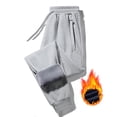 thumbnail image 3 of Men's Sweatpants Fleece Cuffed Drawstring Elastic Waist Joggers with Zip Pockets Warm Winter Solid Color Workout Casual Lounge Pants, 3 of 5