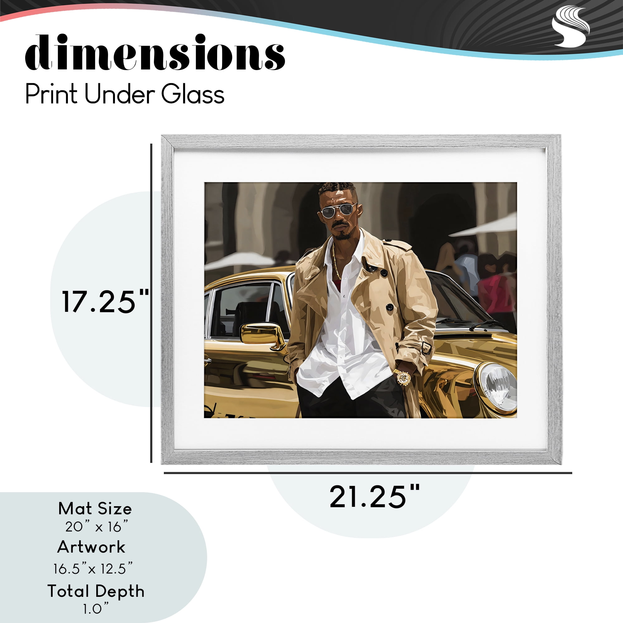Stupell Industries Classy Gilded Sportscar & Driver Gray Framed Print Under Glass, design by Franklyn Gregory