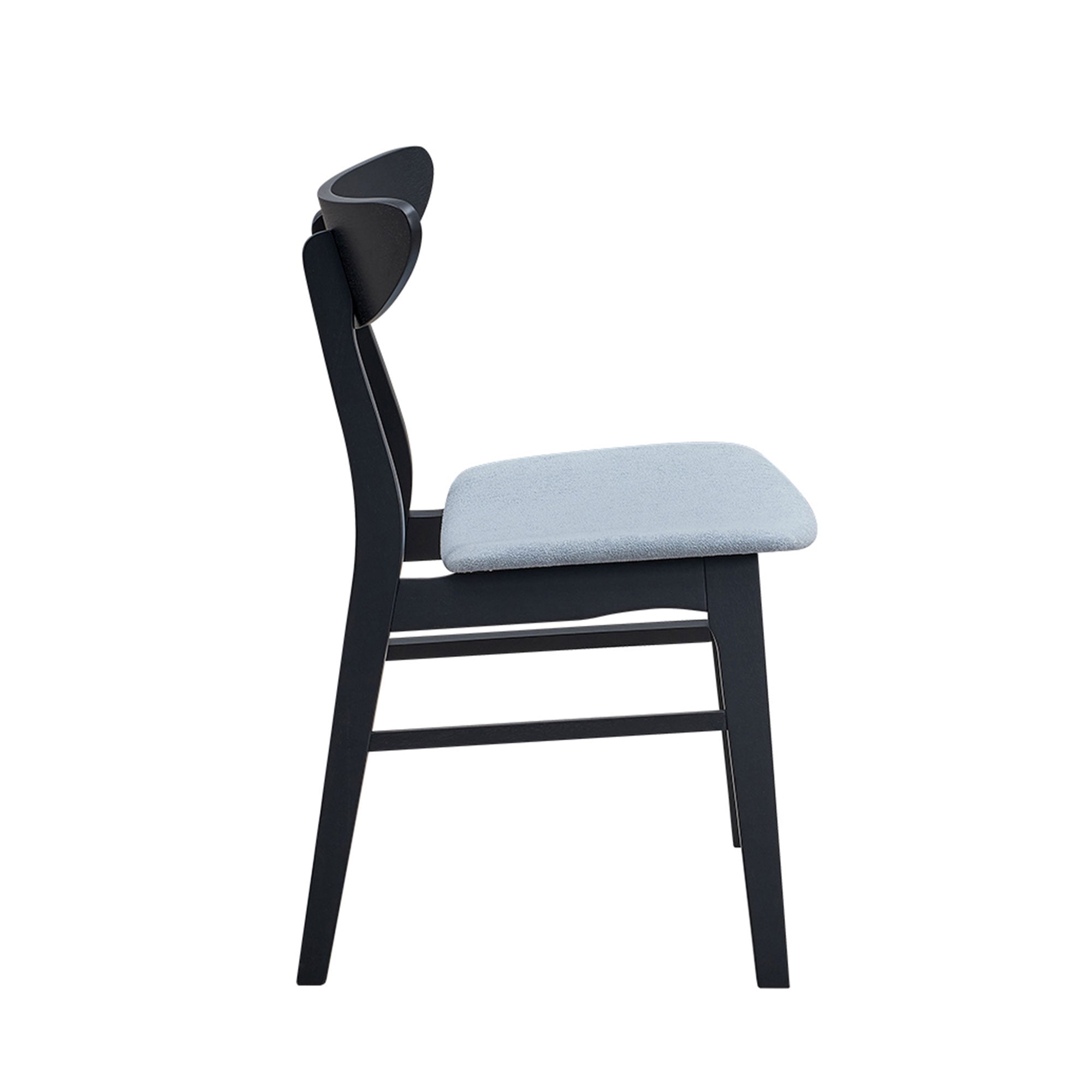 Dining Chairs Set, Kitchen Chairs, Modern Side Chairs&nbsp;Set of 2 Upholstered Dining Room Chairs, Rubber Wood Frame, Black, 30.71 Inch Height, Baby Blue Cushion