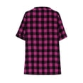 thumbnail image 4 of ZUKMRJPC Womens Summer Tops V Neck Button Down Short Sleeve Checkered Shirts Loose Fit Casual Lightweight Gingham Plaid Tunic Shirts, 4 of 6