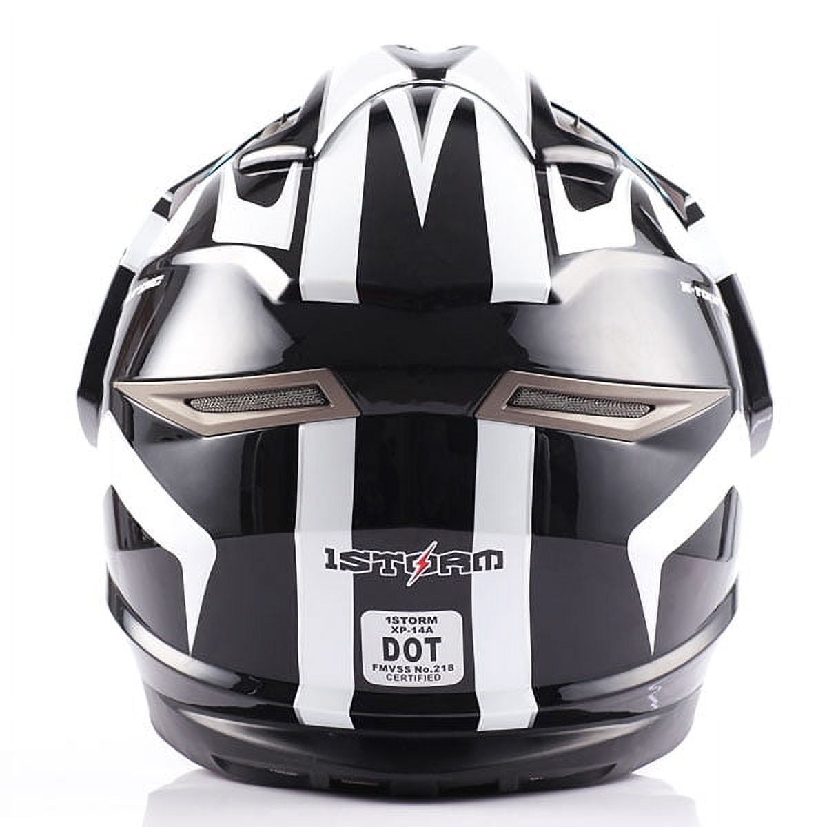 1Storm Dual Sport Helmet Motorcycle Full Face Motocross Off Road Bike HGXP14A Racing Black White
