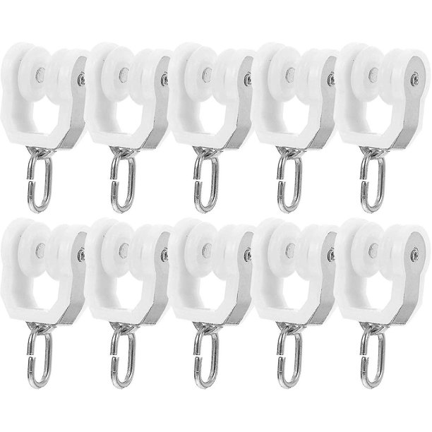 10 piezas de rodillos deslizantes para rieles de cortina de plástico, deslizadores de rieles deslizantes para cortinas