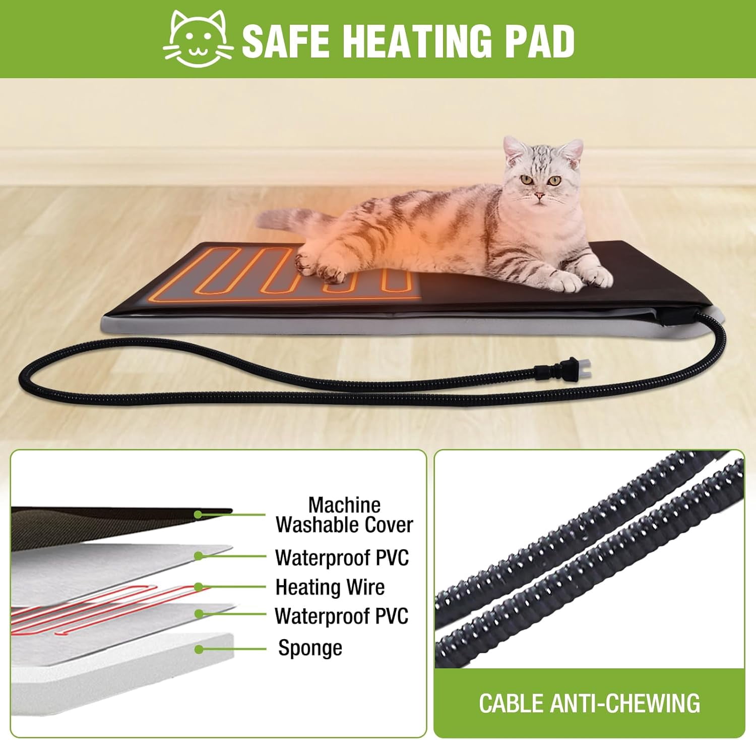 MEDEHOO Heated Outdoor Cat House with Insulated Liner for Winter Waterproof Feral Cat Shelter